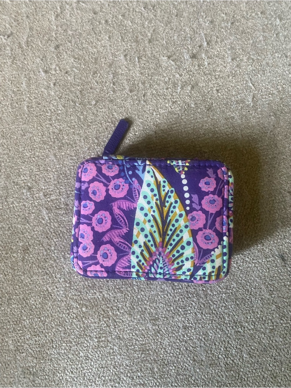 Purple Floral Zip Card Wallet